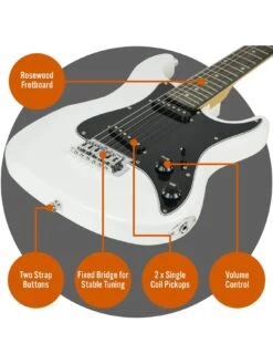 3/4 Size Electric Guitar Ultimate Kit With 10W Amp - 6 Months FREE Lessons - White 9 3/4 Size Electric Guitar Ultimate Kit With 10W Amp - 6 Months FREE Lessons - White -Digital Station UW8G6 SQ4 0000000088 NO COLOR SLd2