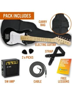 3rd Avenue 3rd Avenue Junior Electric Guitar Pack - Black And White -Digital Station UW8GA SQ3 0000000088 NO COLOR SLd1