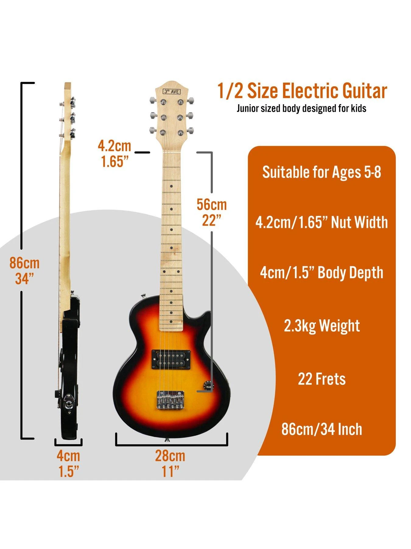 3rd Avenue🎉 Junior Electric Rock Guitar Pack - Sunburst 2 3rd Avenue🎉 Junior Electric Rock Guitar Pack - Sunburst - Image 2