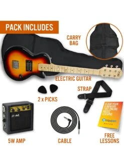 3rd Avenue🎉 Junior Electric Rock Guitar Pack - Sunburst 8 3rd Avenue🎉 Junior Electric Rock Guitar Pack - Sunburst -Digital Station UW8GB SQ3 0000000088 NO COLOR SLd1