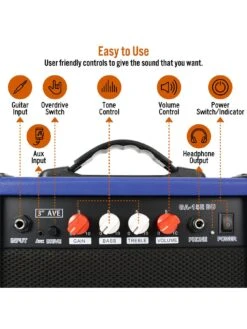 3rd Avenue 15 Watt Electric Guitar Amp - Blue -Digital Station UW8GD SQ3 0000000088 NO COLOR SLd1