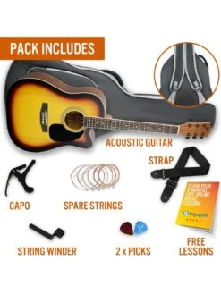 MX By 3rd Avenue Performance Series Acoustic Guitar Full Size Guitar Package - Sunburst 9 MX By 3rd Avenue Performance Series Acoustic Guitar Full Size Guitar Package - Sunburst -Digital Station UW8GS SQ3 0000000088 NO COLOR SLd1
