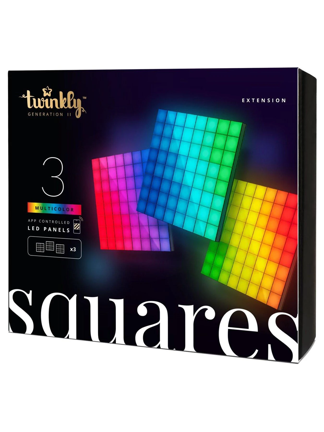 Twinkly Squares Extension Kit App-controlled LED Panels With 64 RGB (16 Million Colours) Pixels With 3 Extension Tiles -Requires Twinkly Combo Pack 2 Twinkly Squares Extension Kit App-controlled LED Panels With 64 RGB (16 Million Colours) Pixels With 3 Extension Tiles -Requires Twinkly Combo Pack - Image 2