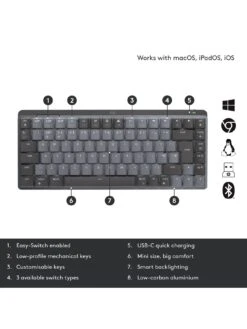 Logitech MX Mechanical Mini Minimalist Wireless Illuminated Keyboard - GRAPHITE - UK - EMEA -Digital Station UZGCN SQ6 0000000527 GRAPHITE SLd2