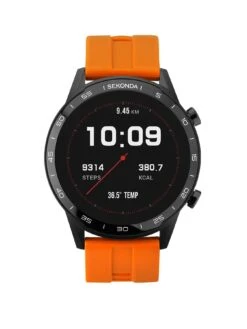 Sekonda Active Men's Silicone Strap Smartwatch - Orange/Black