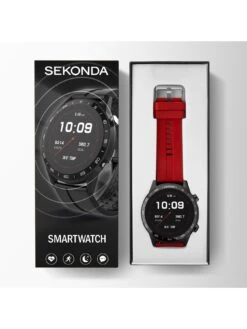 Sekonda Active Men's Silicone Strap Smartwatch - Red/Black -Digital Station UZXET SQ4 0000000017 RED SLd