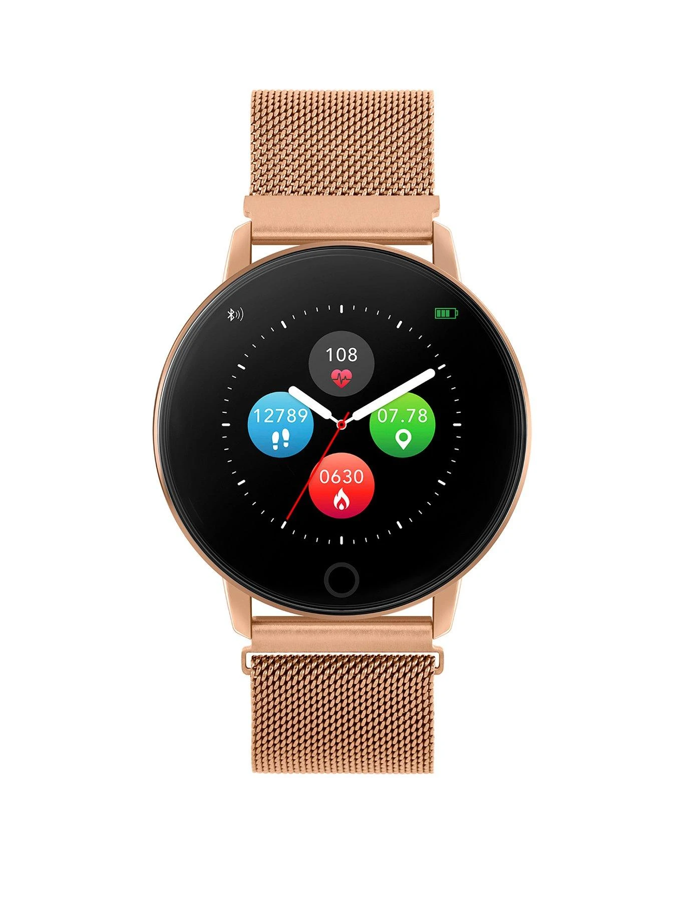 Reflex Active Series 5 Smart Watch With Heart Rate Monitor, Colour Touch Screen And Rose Gold Stainless Steel Mesh Strap 1 Reflex Active Series 5 Smart Watch With Heart Rate Monitor, Colour Touch Screen And Rose Gold Stainless Steel Mesh Strap