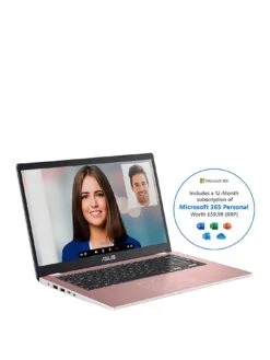 Asus Cloudbook E410MA-EK1214WS, Intel Celeron, 4GB RAM 64GB Storage, 14in Laptop - Pink