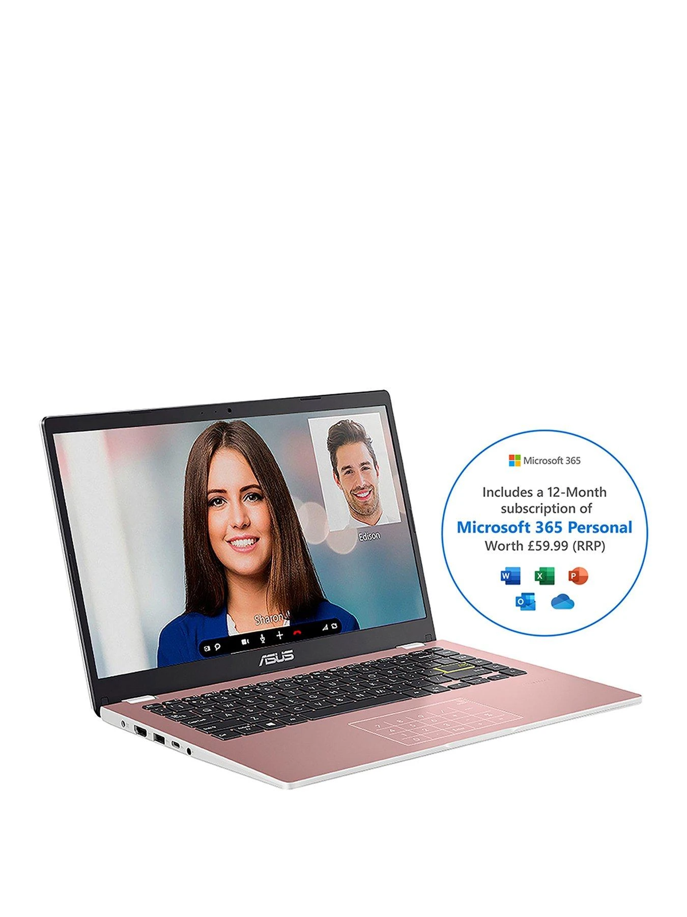 Asus Cloudbook E410MA-EK1214WS, Intel Celeron, 4GB RAM 64GB Storage, 14in Laptop - Pink 1 Asus Cloudbook E410MA-EK1214WS, Intel Celeron, 4GB RAM 64GB Storage, 14in Laptop - Pink