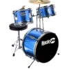 RockJam 3 Piece Junior Drum Kit With Cymbal, Pedal, Stool And Sticks - Metallic Blue