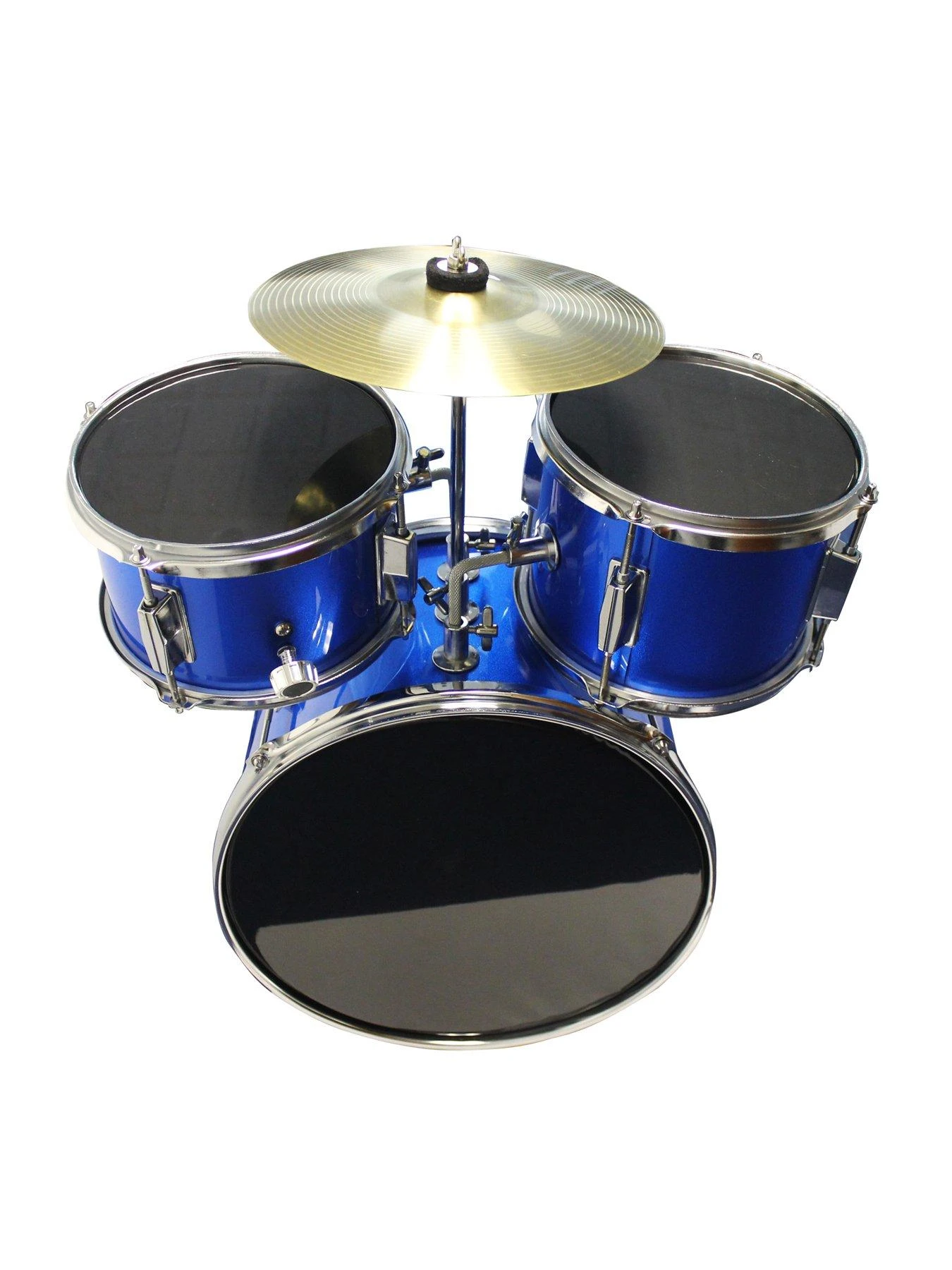 RockJam 3 Piece Junior Drum Kit With Cymbal, Pedal, Stool And Sticks - Metallic Blue 2 RockJam 3 Piece Junior Drum Kit With Cymbal, Pedal, Stool And Sticks - Metallic Blue - Image 2