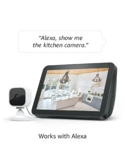 Amazon Blink Mini , Compact Indoor Plug-in Smart Security Camera, 1080p HD Video, Motion Detection, Works With Alexa , 1 Camera -Digital Station V7FYQ SQ5 0000000013 WHITE SLd1