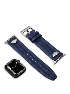 Police Wings Blue Leather Mens Apple Srap