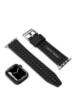 Police Pyramid Black Leather Mens Apple Srap