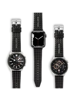 Police Pyramid Black Leather Mens Apple Srap -Digital Station V85FX SQ3 0000000004 BLACK MDd