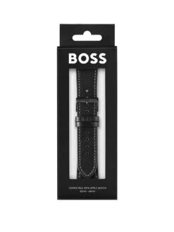 BOSS Gents BOSS Black Leather Apple Watch Strap