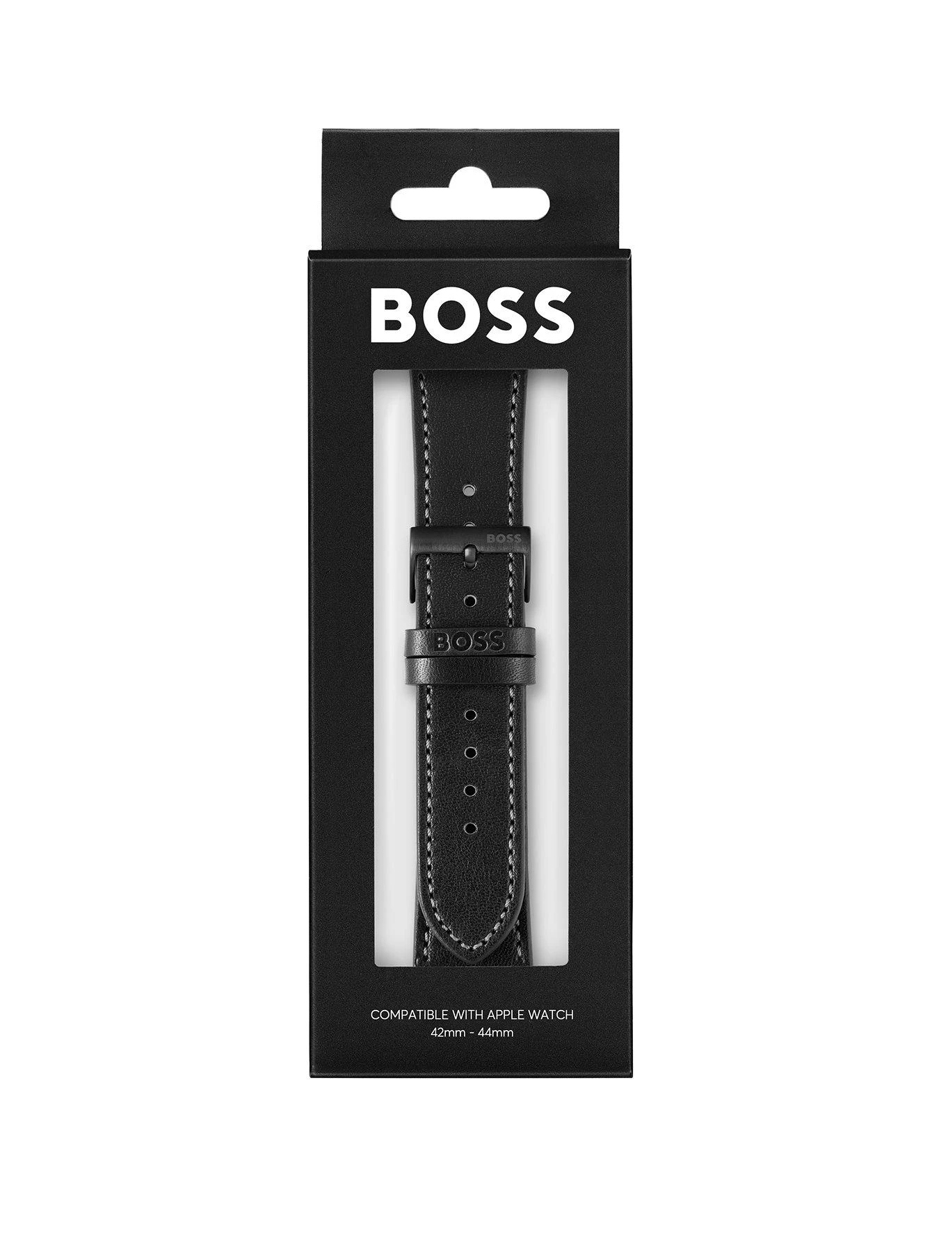 BOSS Gents BOSS Black Leather Apple Watch Strap 1 BOSS Gents BOSS Black Leather Apple Watch Strap