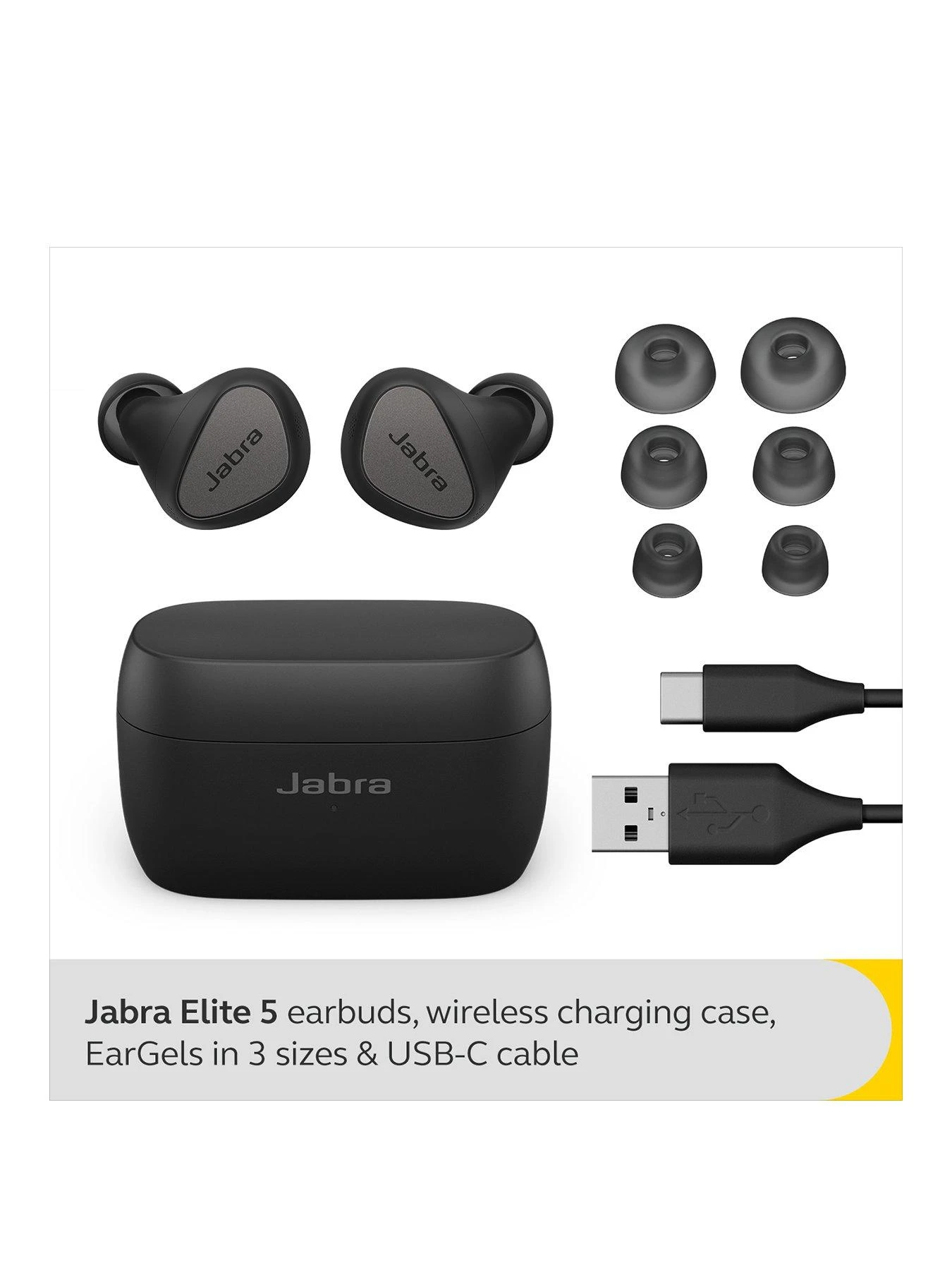 Jabra Elite 5 True Wireless ANC Earbuds - Titanium Black 2 Jabra Elite 5 True Wireless ANC Earbuds - Titanium Black - Image 2