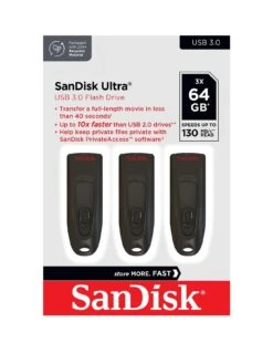 SanDisk Ultra 64GB USB 3.0 Flash Drive - 3-pack