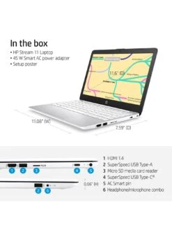 HP Stream 11-ak0027na 11-inch Laptop - Intel Celeron N4120, 4GB RAM, 64GB SSD, Microsoft 365 Personal (12 Months) Included, With Optional Norton 360 - White -Digital Station VALDC SQ6 0000000013 WHITE SLd2