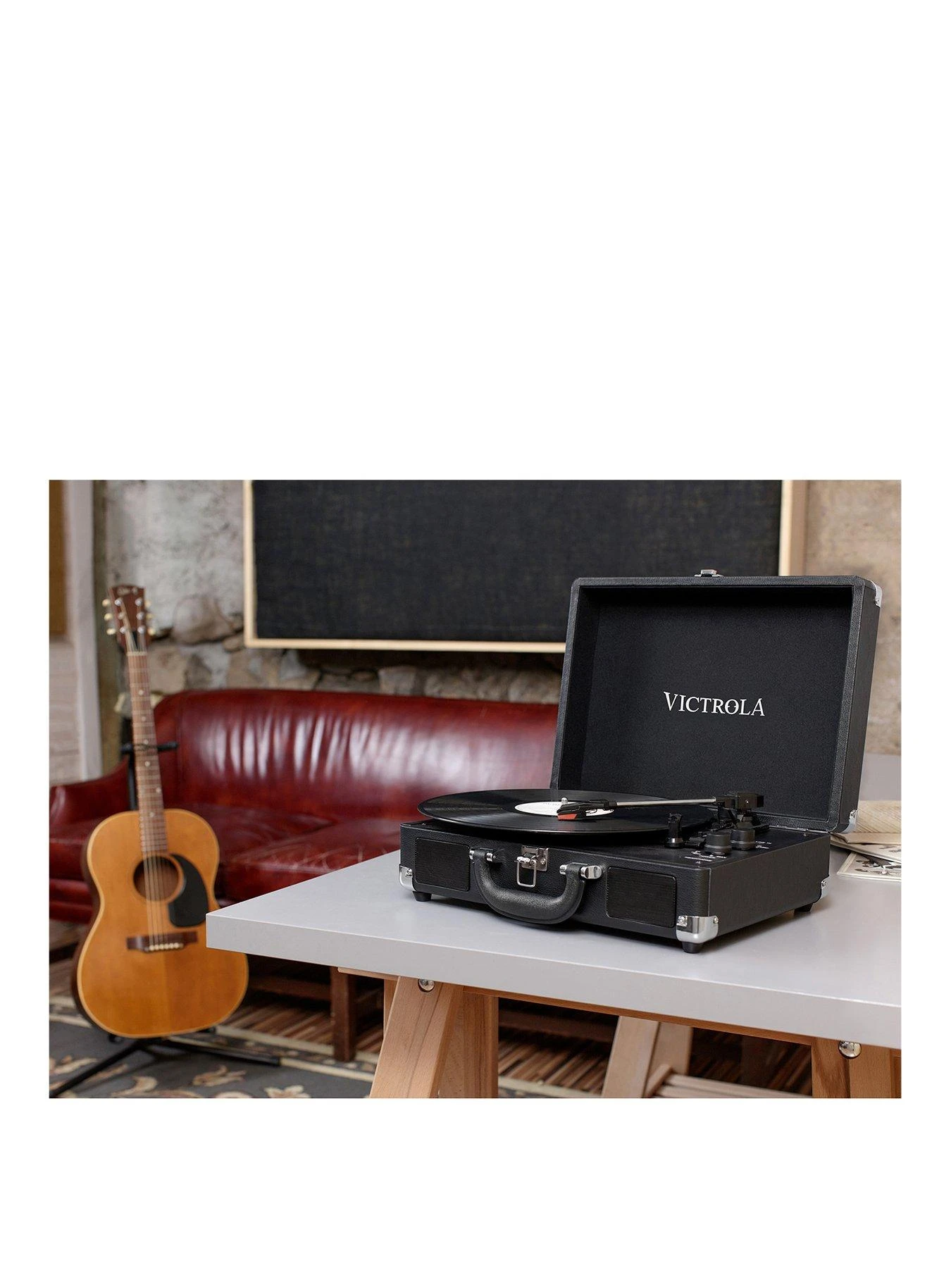 Victrola Journey Portable Record Player (Black) - Bluetooth 5.0 Suitcase Turntable With Built-In Stereo Speakers 3 Victrola Journey Portable Record Player (Black) - Bluetooth 5.0 Suitcase Turntable With Built-In Stereo Speakers - Image 3