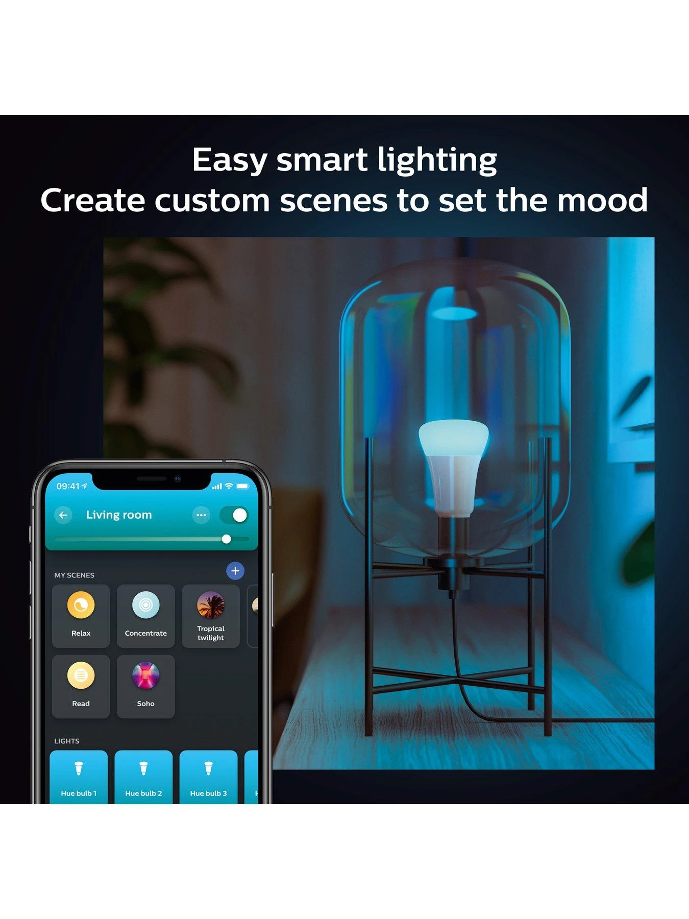 Philips Hue Hue White & Colour Ambiance Smart Bulb 3 Pack LED 6.5W E27 2 Philips Hue Hue White & Colour Ambiance Smart Bulb 3 Pack LED 6.5W E27 - Image 2
