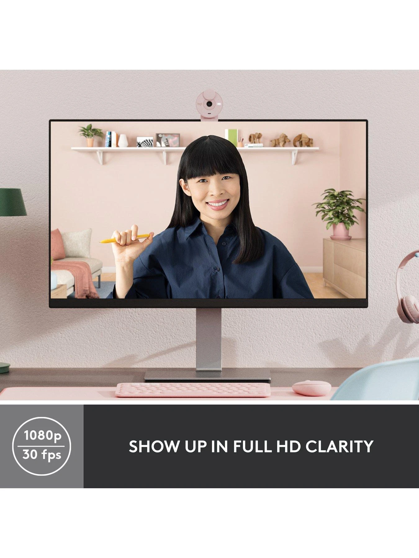 Logitech Brio 300 Full HD Webcam-ROSE 2 Logitech Brio 300 Full HD Webcam-ROSE - Image 2