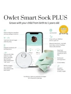 Owlet Monitor Duo PLUS: Smart Sock 3 And Cam 2 Mint -Digital Station VGKYR SQ3 0000000258 MINT SLd