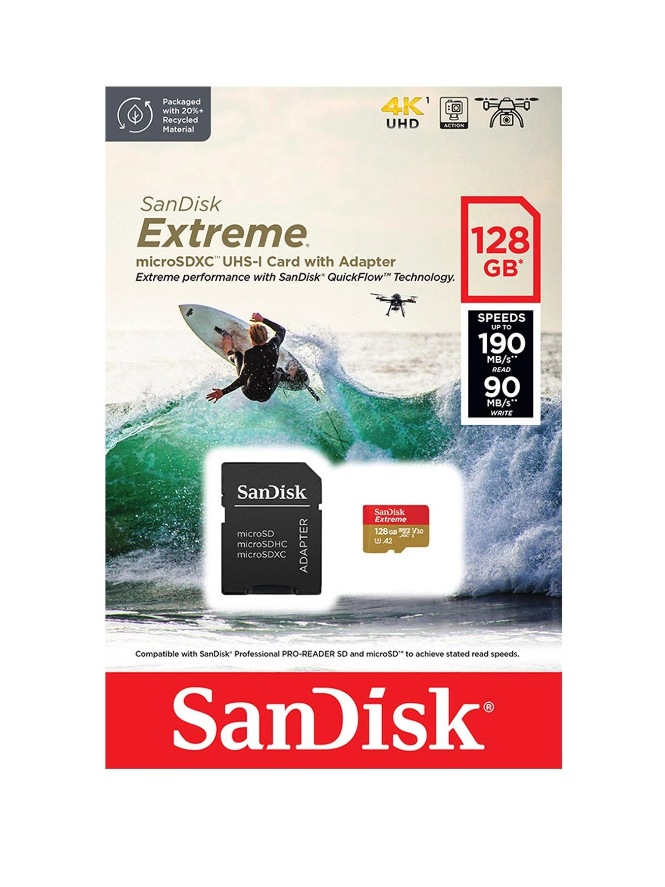 SanDisk Extreme MicroSD 128GB For Action Cams And Drones + SD Adapter 1 SanDisk Extreme MicroSD 128GB For Action Cams And Drones + SD Adapter