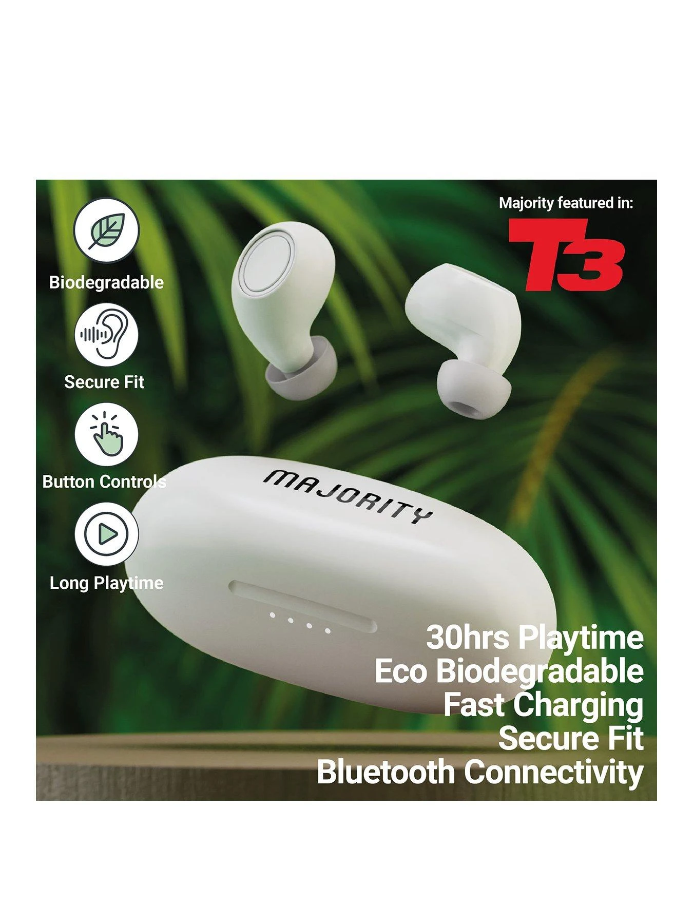 Majority Tru Bio TWS Earbuds White 2 Majority Tru Bio TWS Earbuds White - Image 2