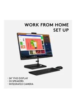 Lenovo IdeaCentre AIO 3 All-In-One Desktop PC - 23.8in FHD, AMD Ryzen 3, 4GB RAM, 512GB SSD - Black -Digital Station VIZW1 SQ2 0000000004 BLACK SLb