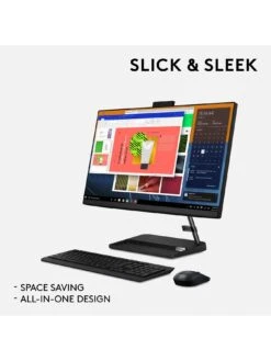 Lenovo IdeaCentre AIO 3 All-In-One Desktop PC - 23.8in FHD, AMD Ryzen 3, 4GB RAM, 512GB SSD - Black -Digital Station VIZW1 SQ4 0000000004 BLACK SLd