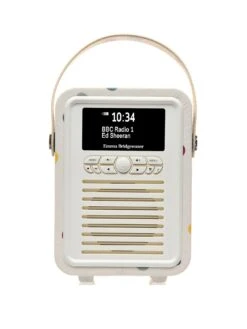 VQ Retro Mini Portable DAB Radio With Bluetooth - Polka Dot -Digital Station VJ1XA SQ3 0000000067 CREAM SLa