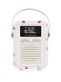 VQ Retro Mini Portable DAB Radio With Bluetooth - Pink Hearts 8 VQ Retro Mini Portable DAB Radio With Bluetooth - Pink Hearts -Digital Station VJ1XB SQ3 0000000067 CREAM SLa