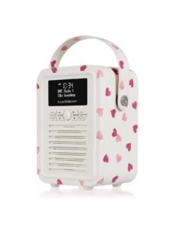 VQ Retro Mini Portable DAB Radio With Bluetooth - Pink Hearts 9 VQ Retro Mini Portable DAB Radio With Bluetooth - Pink Hearts -Digital Station VJ1XB SQ4 0000000067 CREAM SLd