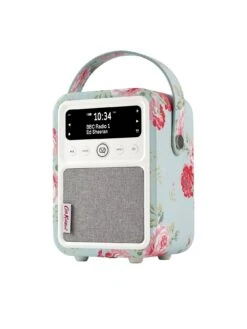 VQ Cath Kidson Mini Portable DAB+ Digital Radio With Bluetooth - Antique Rose -Digital Station VJ1XC SQ4 0000000067 CREAM SLd