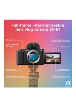 Sony ZV-E1 Interchangeable Lens Vlog Camera. (ZVE1BDI.EU) -Digital Station VJY4B SQ3 0000000004 BLACK SLa