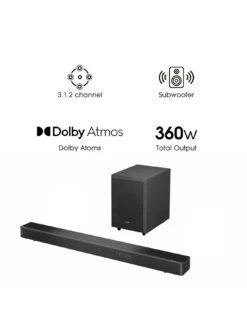 Hisense AX3120G 3.1.2 Channel 360W Dolby Atmos Soundbar With Wireless Subwoofer And Up Firing Speakers -Digital Station VKT26 SQ4 0000000004 BLACK SLd