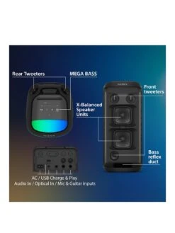 Sony SRS-XV800 Wireless Party Speaker With Powerful 360° Sound And MEGA BASS - 25 Hours Battery Life, Portable, Lighting, Karaoke - Black -Digital Station VL6QB SQ3 0000000004 BLACK SLa