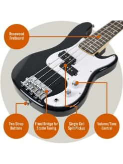 3rd Avenue 3/4 Short Scale Bass Guitar Starter Pack - Black -Digital Station VLGAE SQ4 0000000099 N A SLd2