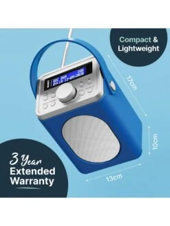 Majority Little Shelford Portable DAB/DAB+ And FM Radio With Bluetooth, Alarm & Sleep Timer - Blue & Grey -Digital Station VMBMX SQ6 0000000020 BLUE SLd2