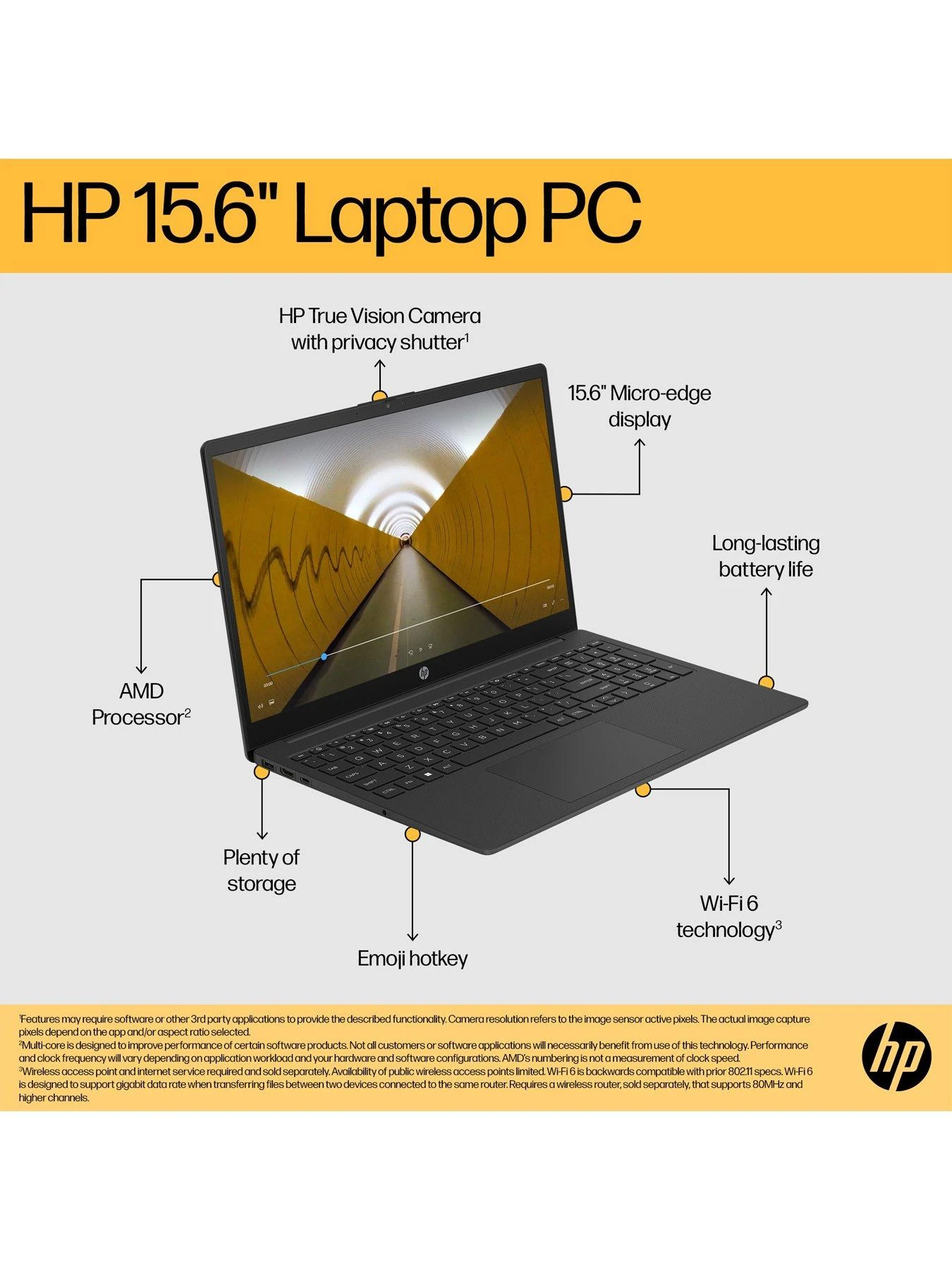 HP 15-fc0018na, AMD Ryzen 3, 4GB RAM 128GB SSD, 15in Laptop - Black 5 HP 15-fc0018na, AMD Ryzen 3, 4GB RAM 128GB SSD, 15in Laptop - Black - Image 5