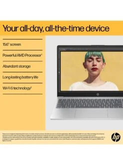 HP 15-fc0008na Laptop - 15.6in FHD, AMD Ryzen 5, 8GB RAM, 256GB SSD, with Optional Microsoft 365 Family (12 Months) - Silver -Digital Station VN71M SQ4 0000000035 SILVER SLd