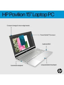 HP Pavilion 15-eg3023na, Intel U300, 4GB RAM 256GB SSD, 15in Laptop -Digital Station VN71R SQ4 0000000035 SILVER SLd