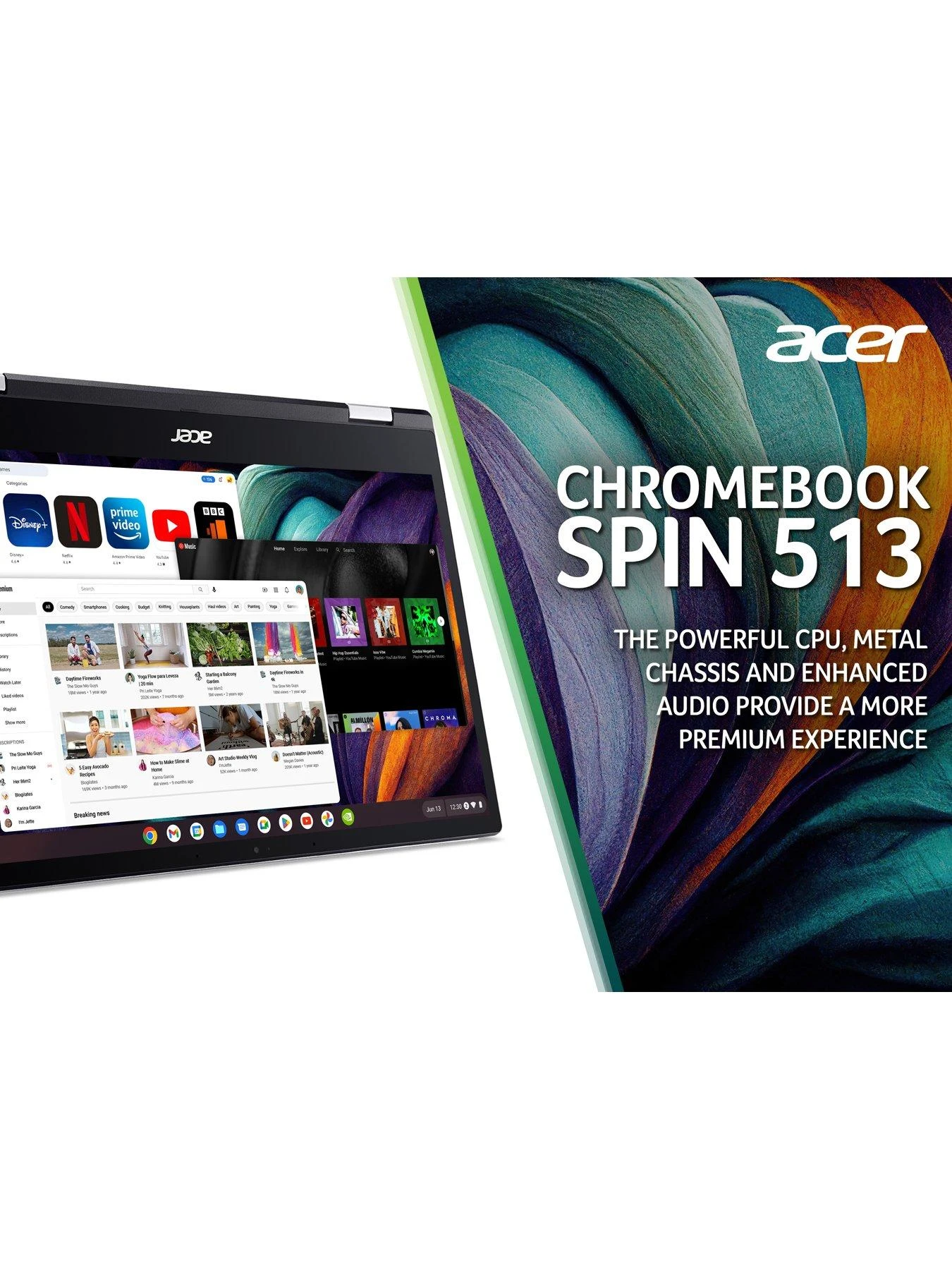 Acer Chromebook Spin 513 - 13.3in FHD Touchscreen, Qualcomm Snapdragon, 8GB RAM, 64GB SSD - Silver 4 Acer Chromebook Spin 513 - 13.3in FHD Touchscreen, Qualcomm Snapdragon, 8GB RAM, 64GB SSD - Silver - Image 4