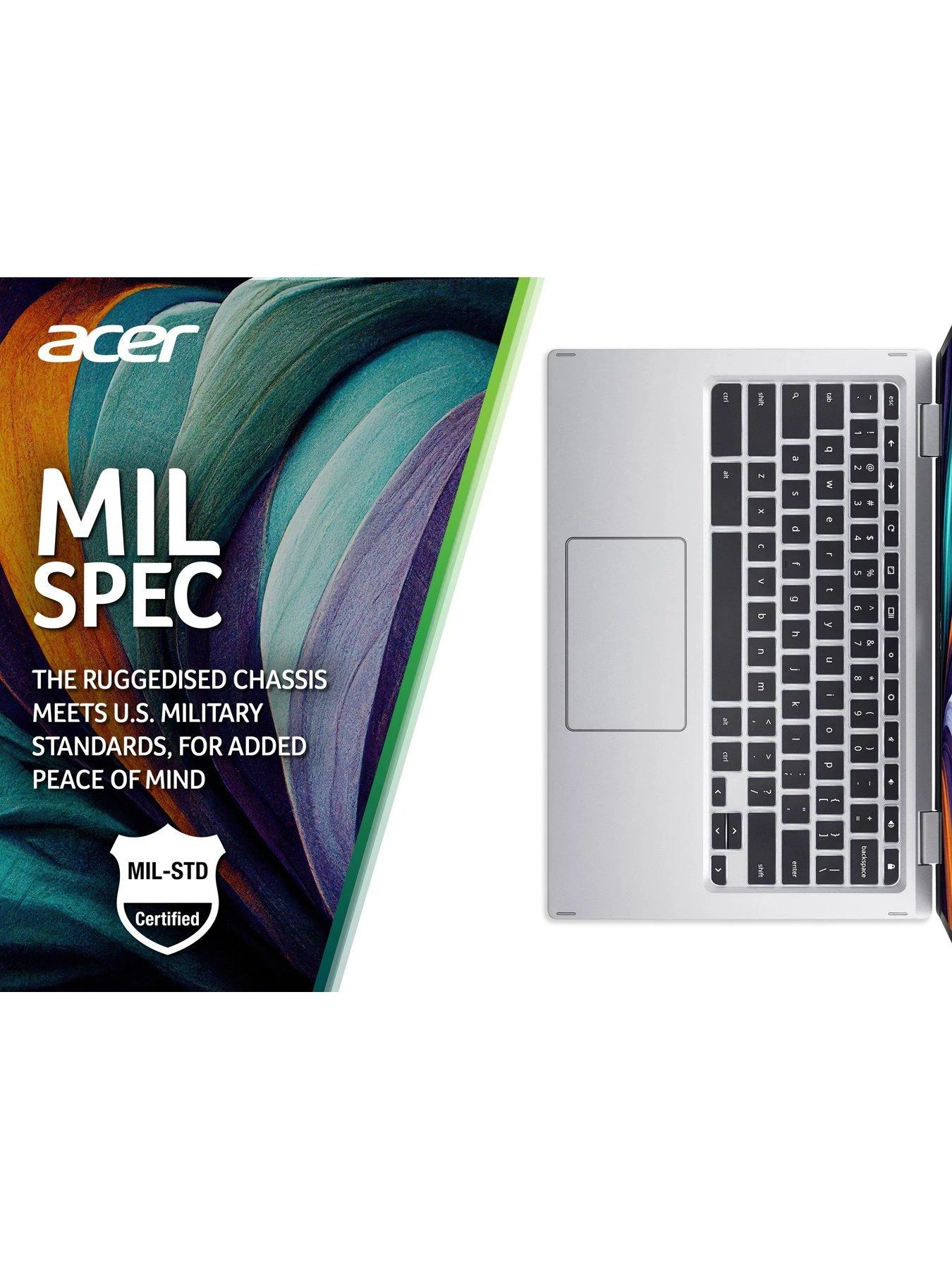 Acer Chromebook Spin 513 - 13.3in FHD Touchscreen, Qualcomm Snapdragon, 8GB RAM, 64GB SSD - Silver 6 Acer Chromebook Spin 513 - 13.3in FHD Touchscreen, Qualcomm Snapdragon, 8GB RAM, 64GB SSD - Silver - Image 6