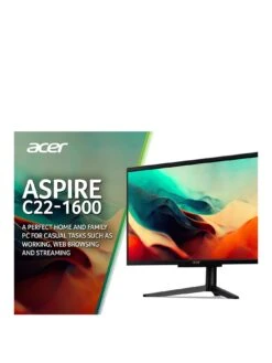 Acer Aspire C22-1600 All-in-One PC, Intel Pentium N6005, 8GB RAM 256GB SSD, 21.5 Inch Full HD -Digital Station VNT3L SQ3 0000000004 BLACK SLa