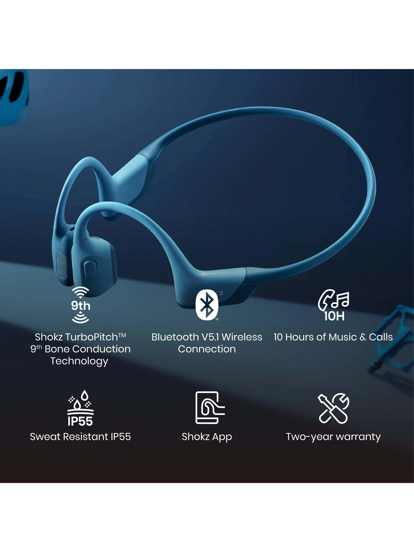 Shokz OpenRun Pro Blue Bone Conduction Headset 6 Shokz OpenRun Pro Blue Bone Conduction Headset - Image 6