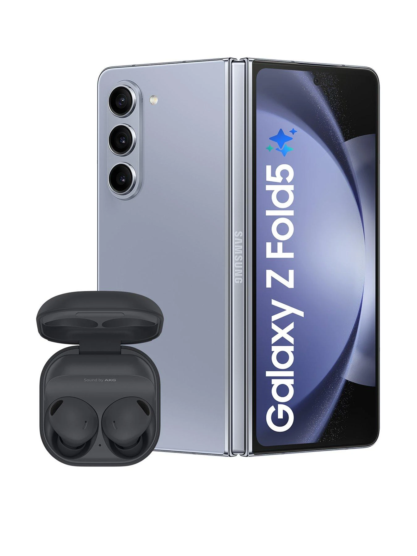 Samsung Galaxy Z Fold 5 - 256GB - Icy Blue With Buds2 Pro Black 1 Samsung Galaxy Z Fold 5 - 256GB - Icy Blue With Buds2 Pro Black