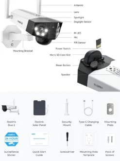 Reolink Duo 2 6MP Dual-Lens WiFi Security Camera - Battery & Solar + 64GB SD Card -Digital Station VOOJE SQ7 0000000013 WHITE SLd3